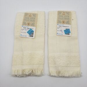 Charles' Craft Cross Stitch Fingertip Towesl 14ct‎ 100% Cotton Ecru - Lot of 2